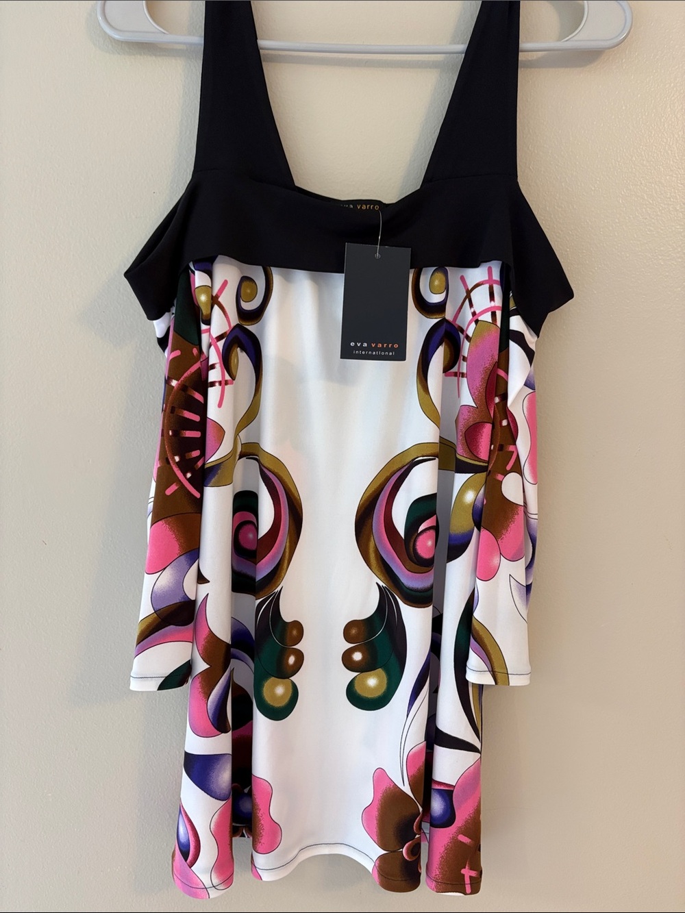 Eva Varro Ella Black Cold Shoulder Tunic Top Medium NWT $194